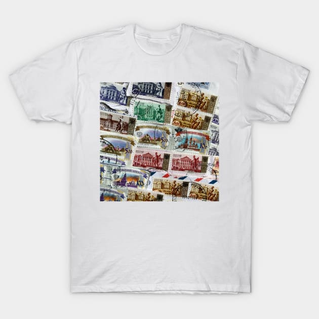 Russian Cities Stamp Collection T-Shirt by EdenLiving